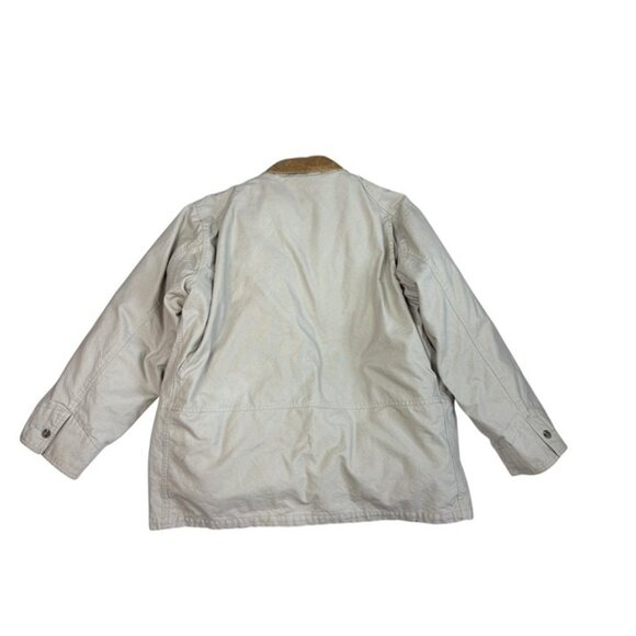 *Eddie Bauer Barn Jacket Mens L Tan Chore Coat Flannel Lined Button Cabincore - Picture 6 of 11